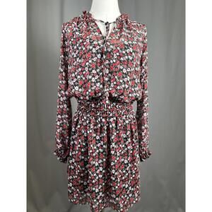 Womens Socialite Long Sleeve Floral Mini Dress Sz S Boho Coquette Y2K Fall